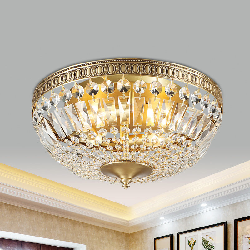 Gold Dome Flush Ceiling Light Contemporary 4 Lights Clear Glass Flush Mount Lamp