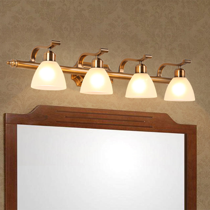 Brass 2/3/4 Bulbs Vanity Lamp Traditionalism Metal Bowl Wall Mount Light Fixture for Bathroom