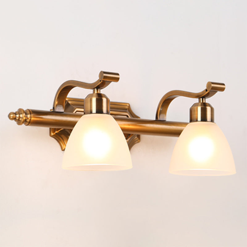 Brass 2/3/4 Bulbs Vanity Lamp Traditionalism Metal Bowl Wall Mount Light Fixture for Bathroom