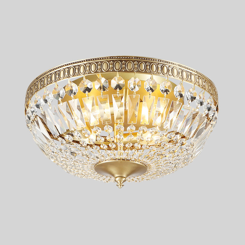 Gold Dome Flush Ceiling Light Contemporary 4 Lights Clear Glass Flush Mount Lamp