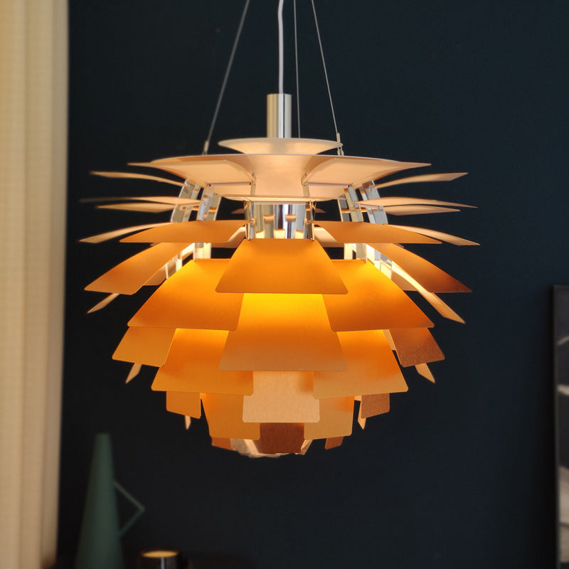 Pinecone Shade Pendant Light Natural Designer Aluminum Hanging Light for Living Room