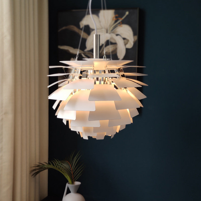 Pinecone Shade Pendant Light Natural Designer Aluminum Hanging Light for Living Room