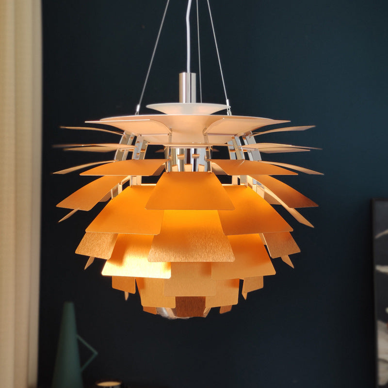 Pinecone Shade Pendant Light Natural Designer Aluminum Hanging Light for Living Room