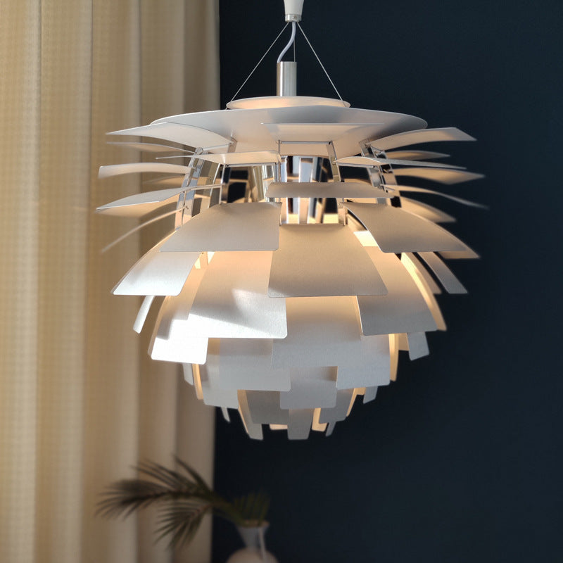Pinecone Shade Pendant Light Natural Designer Aluminum Hanging Light for Living Room