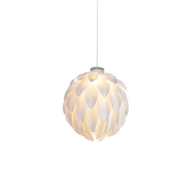 White Pinecone Shade Pendant Light Nordic Modern 1 Light PVC Living Room Hanging Lamp