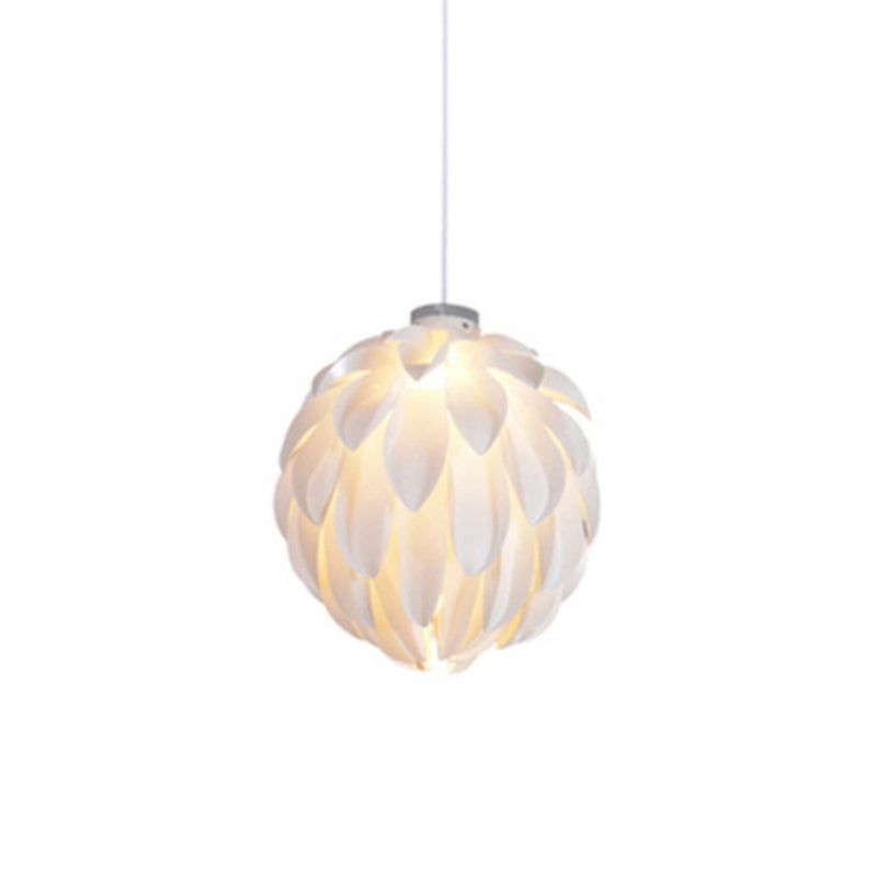 White Pinecone Shade Pendant Light Nordic Modern 1 Light PVC Living Room Hanging Lamp