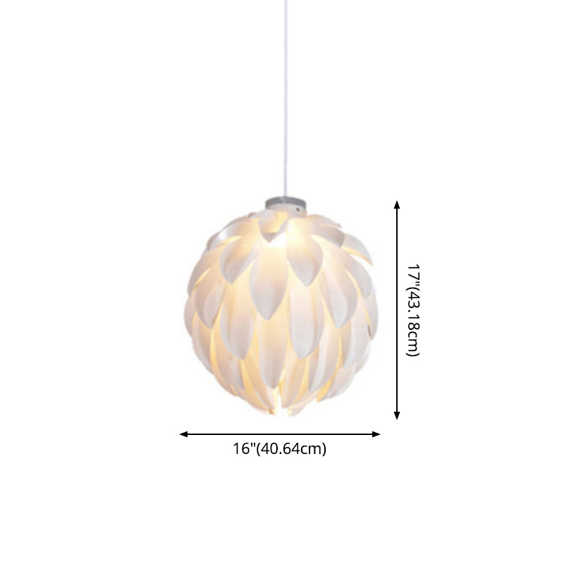 White Pinecone Shade Pendant Light Nordic Modern 1 Light PVC Living Room Hanging Lamp