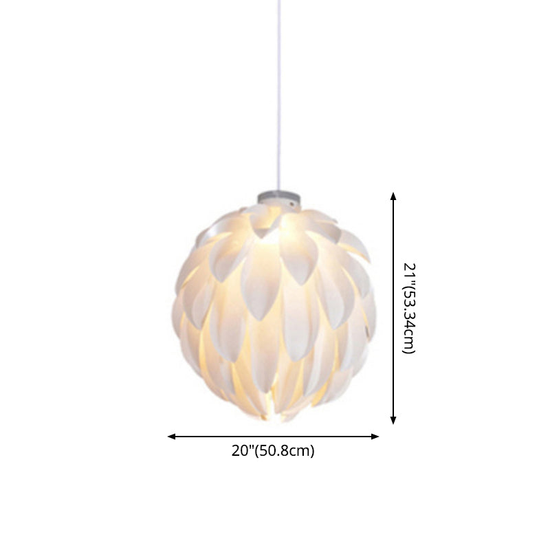 White Pinecone Shade Pendant Light Nordic Modern 1 Light PVC Living Room Hanging Lamp