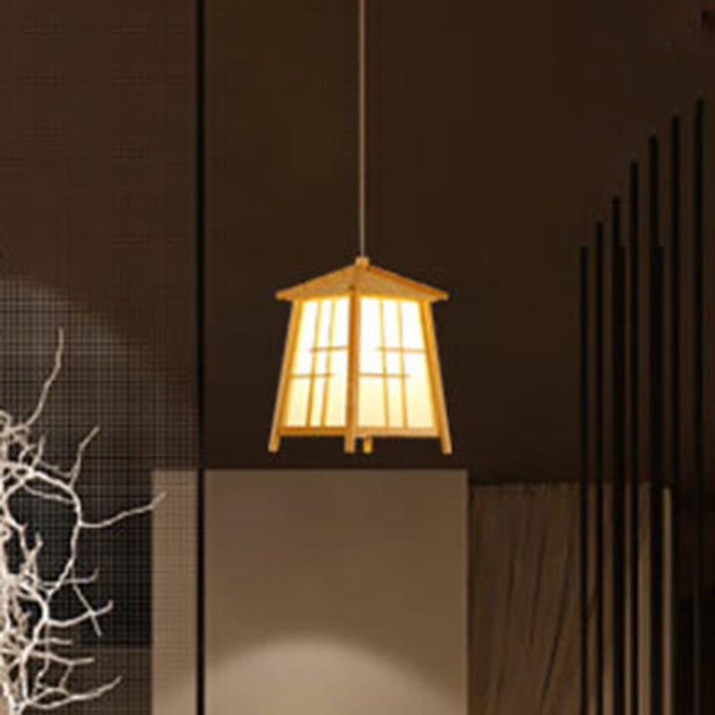 Chinese Style Contracted Small House Pendant Light 1 Light Wood Hanging Lamp for Dining Room