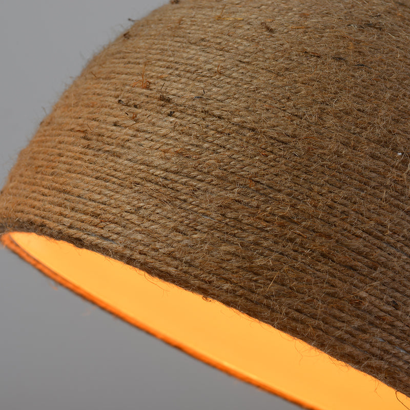 1 Light Beige Rope Pendant Light Retro Industrial Teardrop Hanging Lamp for Dining Room