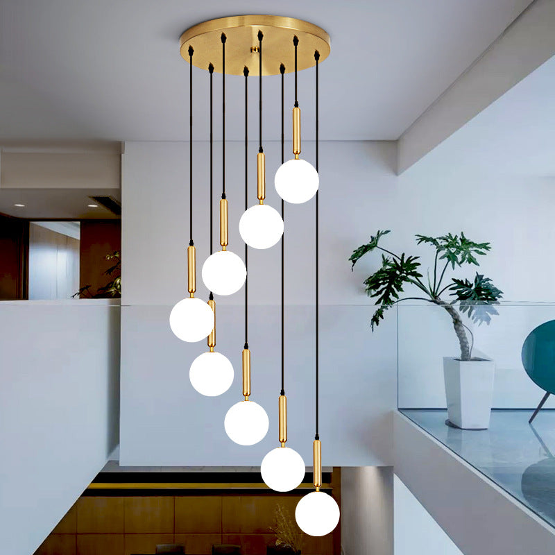 Modern Minimalist Multiple Globe Shade Pendant Light Metal Long Hanging Lamp for Living Room