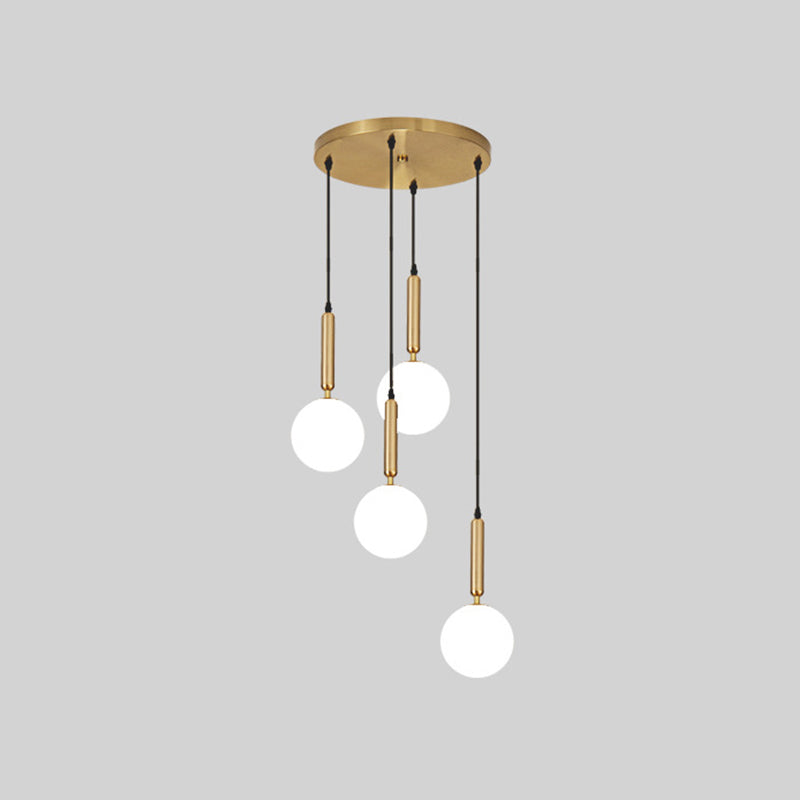 Modern Minimalist Multiple Globe Shade Pendant Light Metal Long Hanging Lamp for Living Room