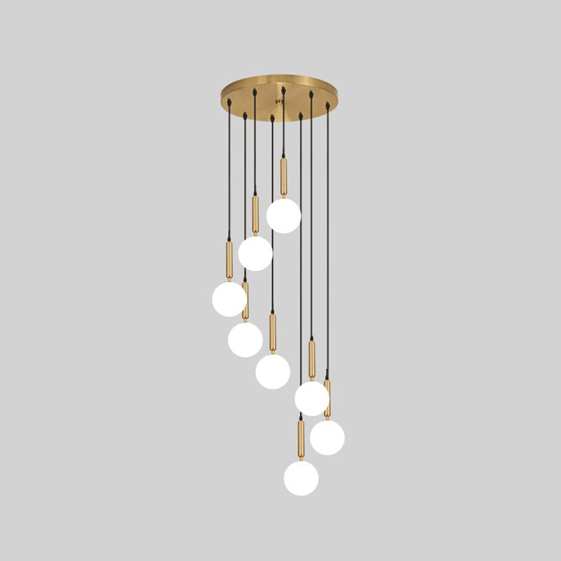 Modern Minimalist Multiple Globe Shade Pendant Light Metal Long Hanging Lamp for Living Room