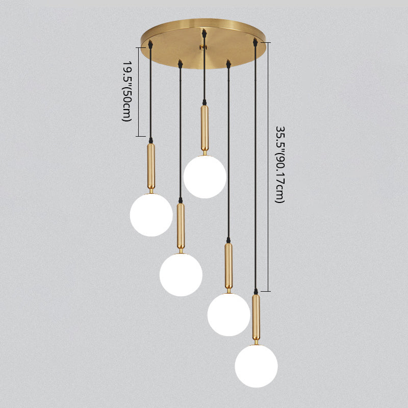 Modern Minimalist Multiple Globe Shade Pendant Light Metal Long Hanging Lamp for Living Room
