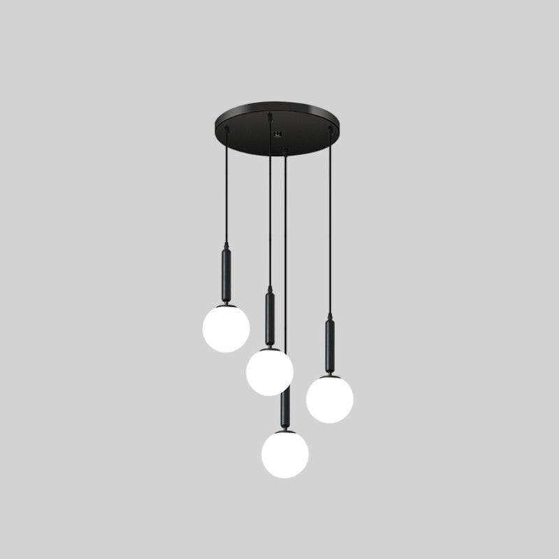 Modern Minimalist Multiple Globe Shade Pendant Light Metal Long Hanging Lamp for Living Room
