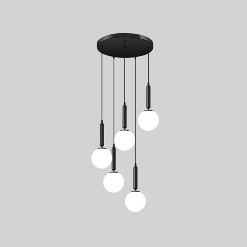 Modern Minimalist Multiple Globe Shade Pendant Light Metal Long Hanging Lamp for Living Room