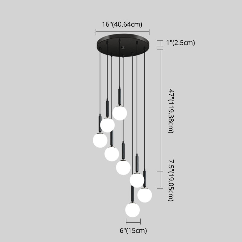 Modern Minimalist Multiple Globe Shade Pendant Light Metal Long Hanging Lamp for Living Room