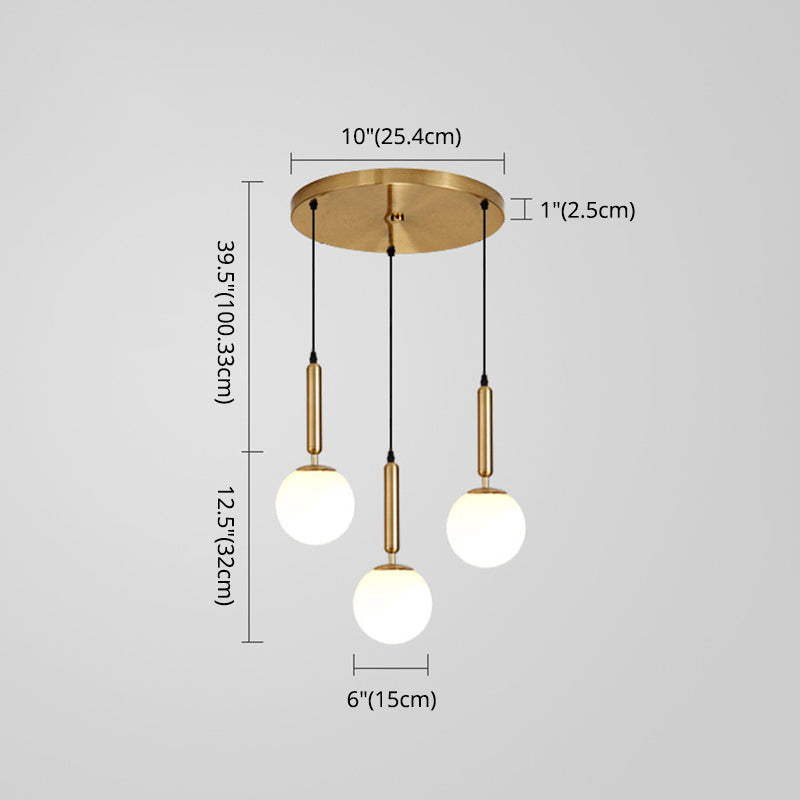 Modern Minimalist Multiple Globe Shade Pendant Light Metal Long Hanging Lamp for Living Room