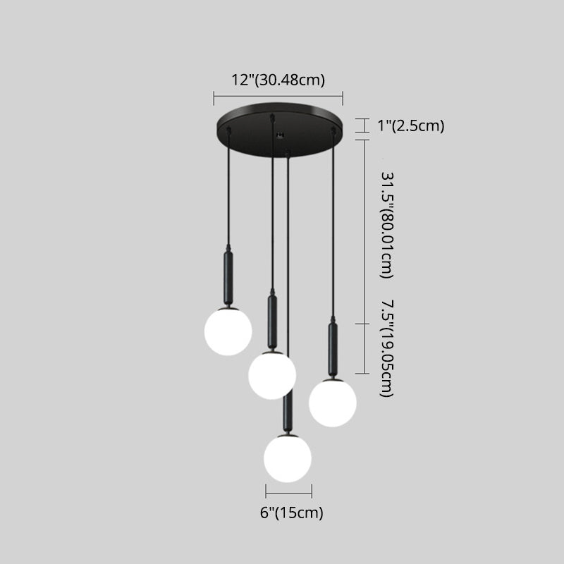 Modern Minimalist Multiple Globe Shade Pendant Light Metal Long Hanging Lamp for Living Room