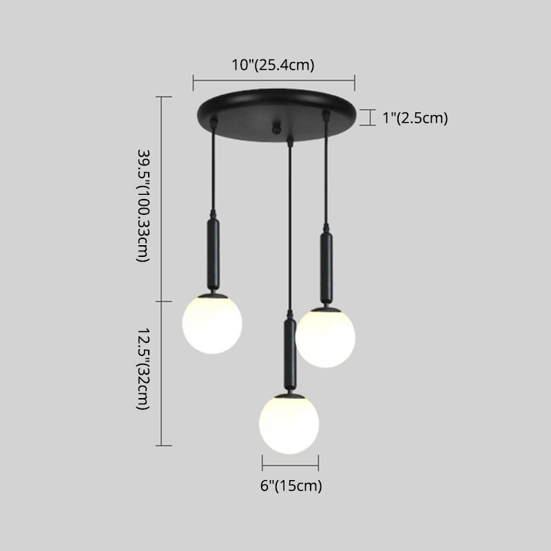 Modern Minimalist Multiple Globe Shade Pendant Light Metal Long Hanging Lamp for Living Room