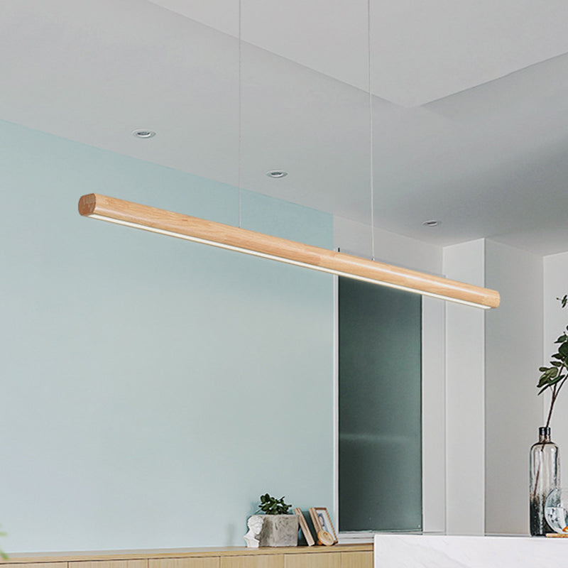 Modern Minimalism Wood Island Pendant Lighting Strip Woodwork Island Ceiling Light for Dining Table