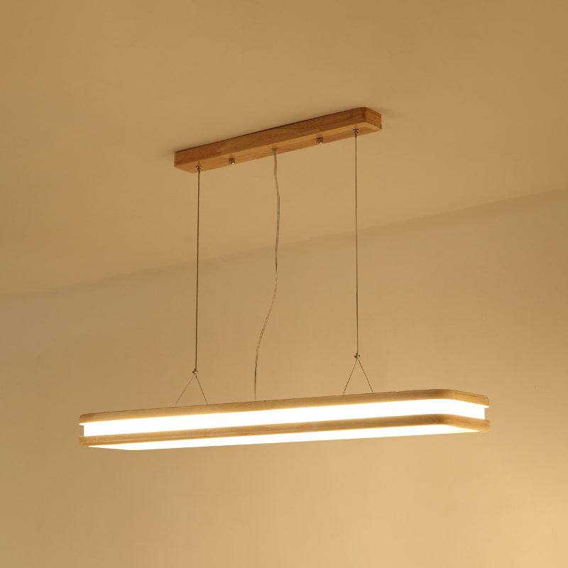 Lampade a isola Nordic Simple Wood Isola Beige Accensione a sospensione a led rettangolare