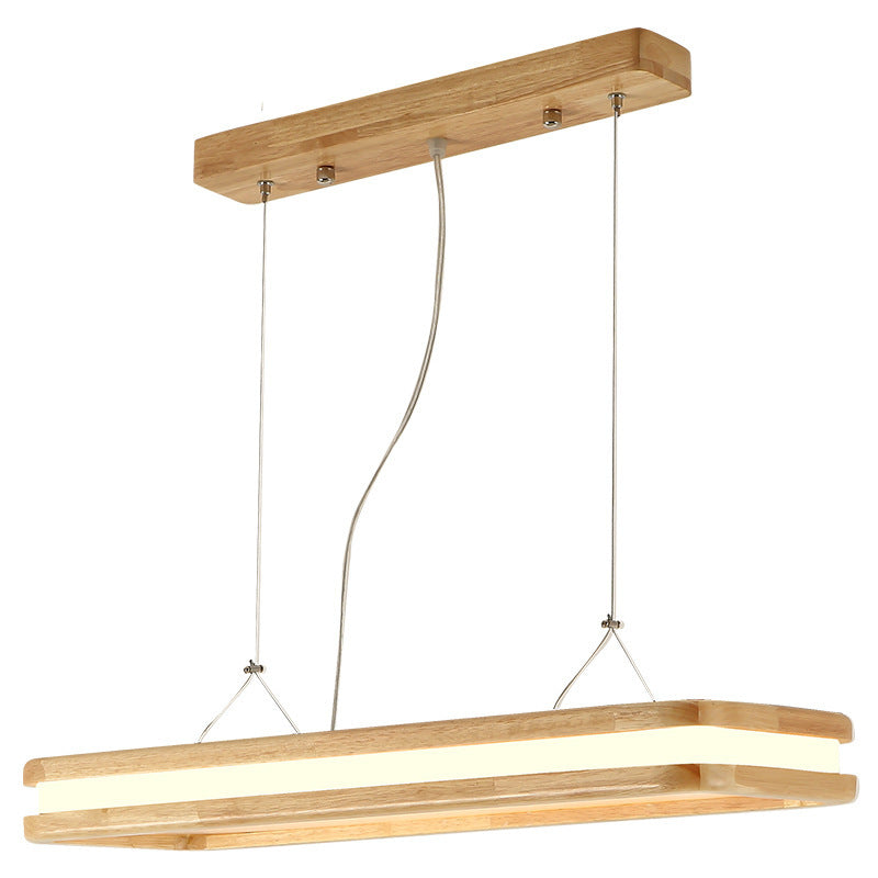 Lampade a isola Nordic Simple Wood Isola Beige Accensione a sospensione a led rettangolare