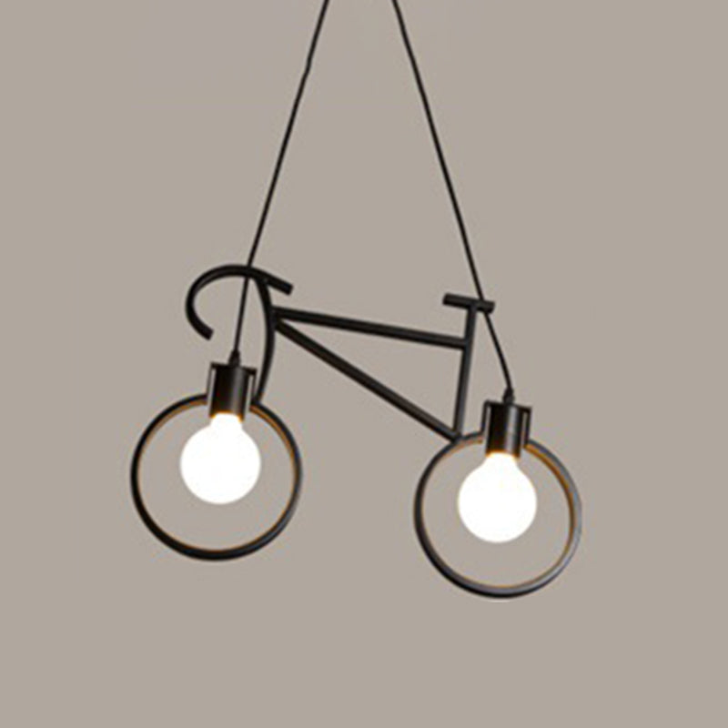 Retro Creative Iron Bicycle Chandelier 2 Light Dining Table Pendant Lighting Fixtures