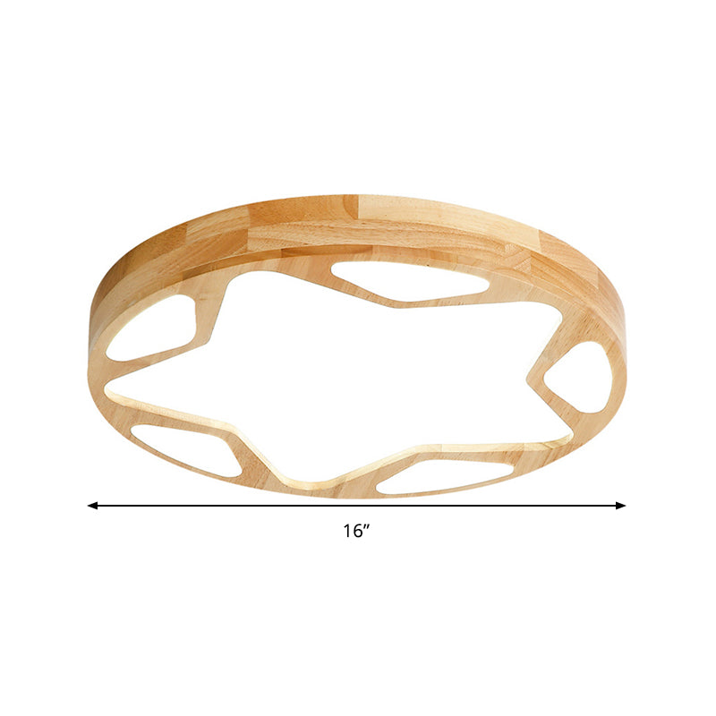 Kleuterschoolster spoelplafond licht hout acryl acryl moderne led plafondlamp in beige