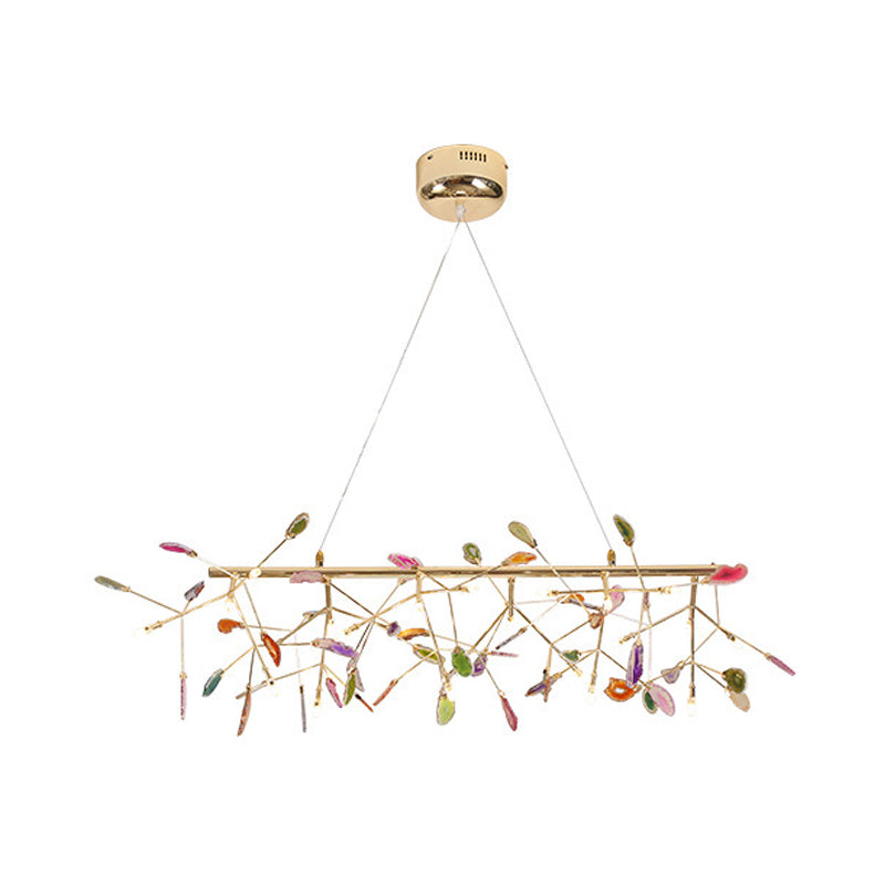 Branch Island Light Nordic Colorful Crystal 16/24 Heads Gold Hanging Ceiling Light for Dining Room
