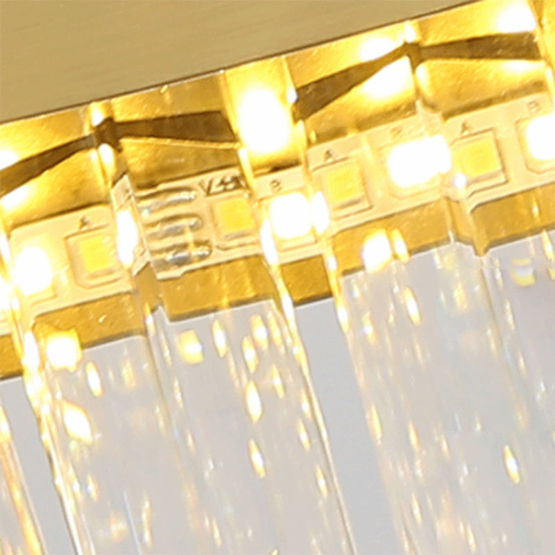 Oval Dining Room Hanging Lamp Kit Three Side Crystal Rod Postmodern LED Chandelier Light in Gold