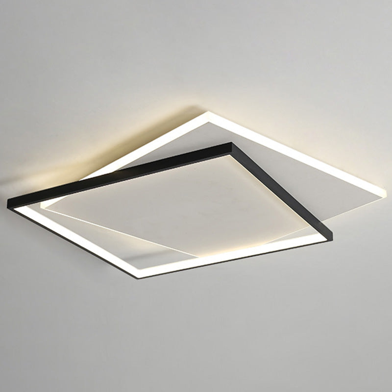 Simplicity LED Ceiling Lamp Double Squares Geometric Shape Flush Mount Lighting Fixture with Acrylic Shade