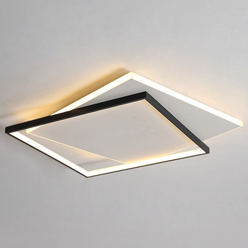 Simplicity LED Ceiling Lamp Double Squares Geometric Shape Flush Mount Lighting Fixture with Acrylic Shade