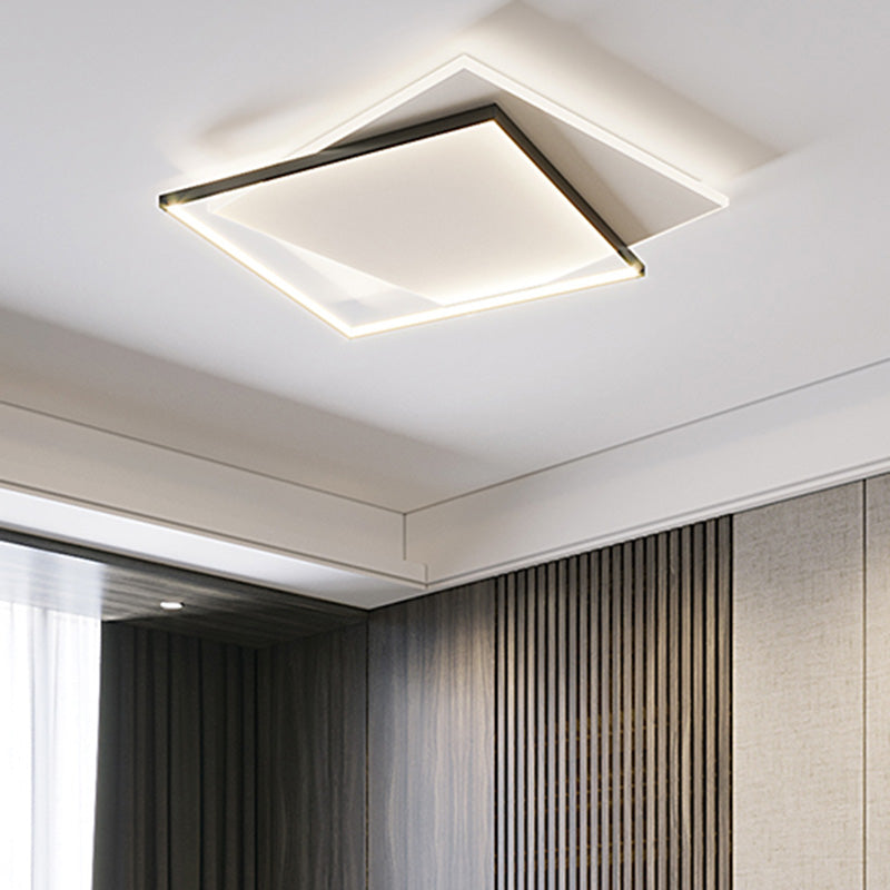 Simplicity LED Ceiling Lamp Double Squares Geometric Shape Flush Mount Lighting Fixture with Acrylic Shade
