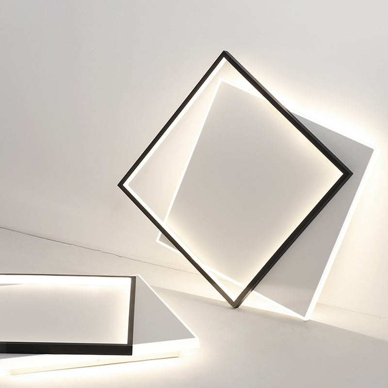 Simplicity LED Ceiling Lamp Double Squares Geometric Shape Flush Mount Lighting Fixture with Acrylic Shade