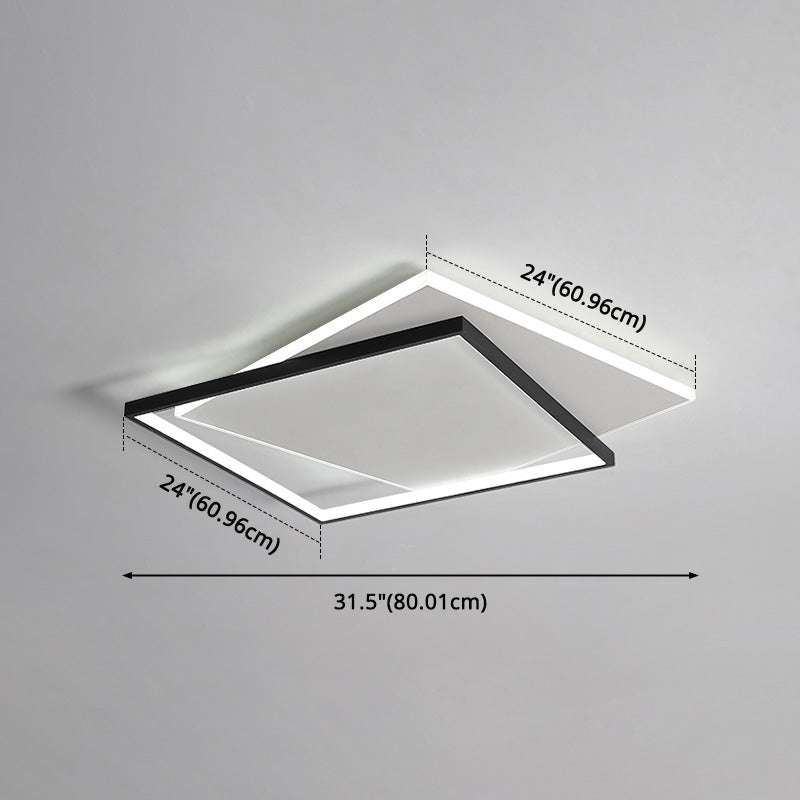 Simplicity LED Ceiling Lamp Double Squares Geometric Shape Flush Mount Lighting Fixture with Acrylic Shade