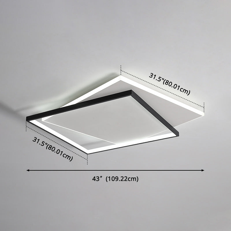 Simplicity LED Ceiling Lamp Double Squares Geometric Shape Flush Mount Lighting Fixture with Acrylic Shade