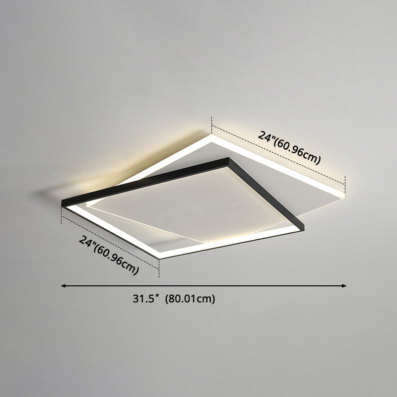 Simplicity LED Ceiling Lamp Double Squares Geometric Shape Flush Mount Lighting Fixture with Acrylic Shade