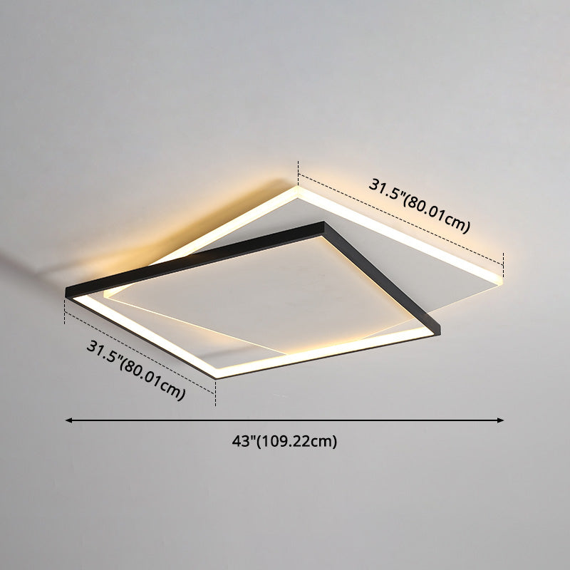 Simplicity LED Ceiling Lamp Double Squares Geometric Shape Flush Mount Lighting Fixture with Acrylic Shade
