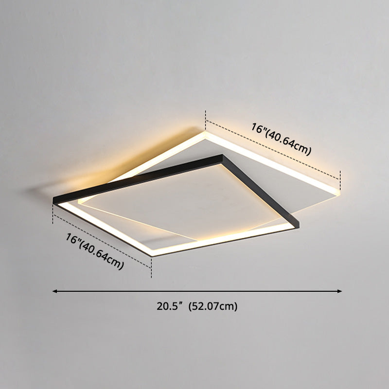 Simplicity LED Ceiling Lamp Double Squares Geometric Shape Flush Mount Lighting Fixture with Acrylic Shade