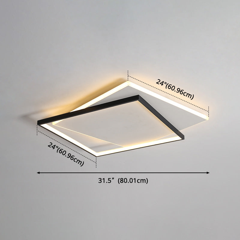 Simplicity LED Ceiling Lamp Double Squares Geometric Shape Flush Mount Lighting Fixture with Acrylic Shade