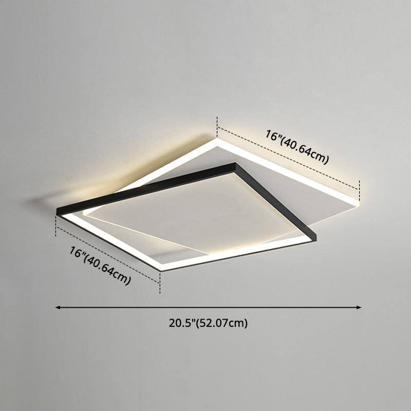Simplicity LED Ceiling Lamp Double Squares Geometric Shape Flush Mount Lighting Fixture with Acrylic Shade