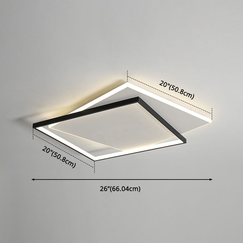 Simplicity LED Ceiling Lamp Double Squares Geometric Shape Flush Mount Lighting Fixture with Acrylic Shade
