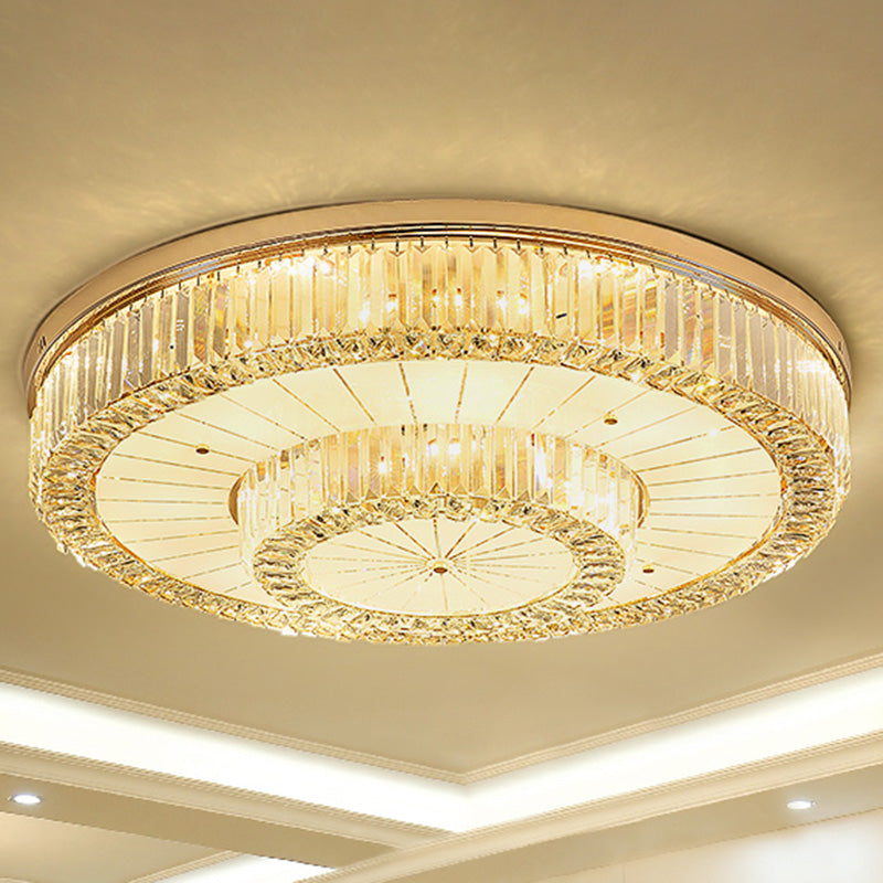 Drum Shape LED Flush Ceiling Lamp Clear Crystal Modern Lighting Fixtures Light for Living Room Dining Room