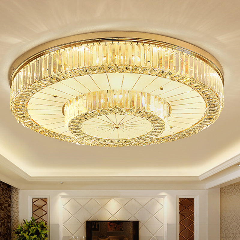 Drum Shape LED Flush Ceiling Lamp Clear Crystal Modern Lighting Fixtures Light for Living Room Dining Room