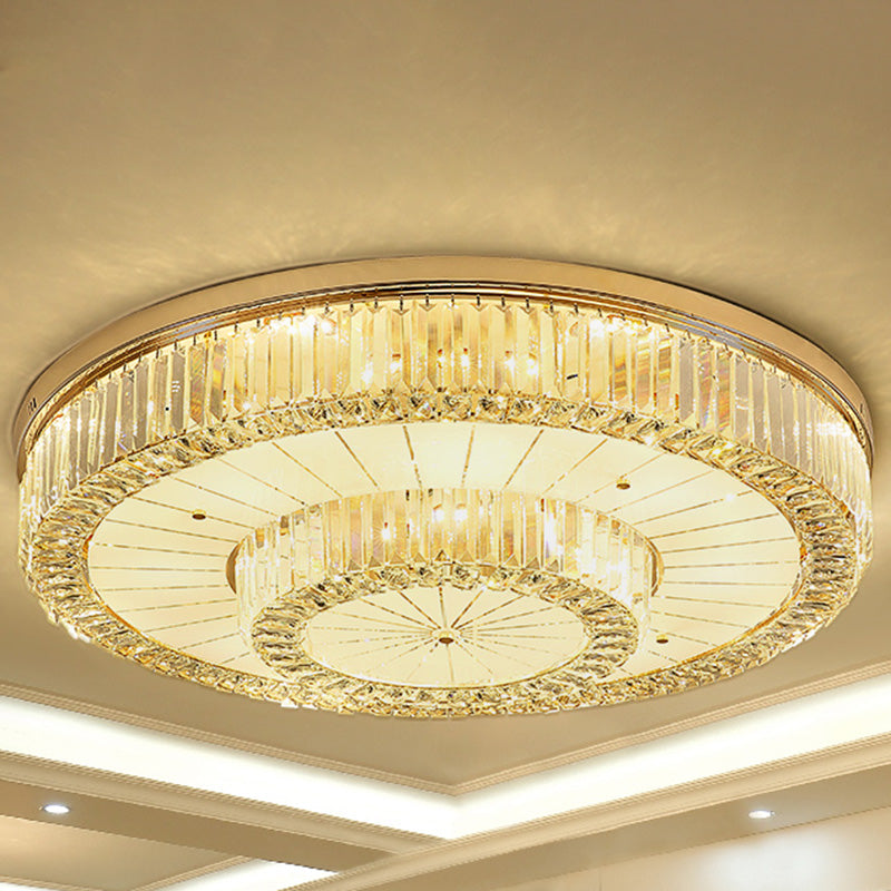 Drum Shape LED Flush Ceiling Lamp Clear Crystal Modern Lighting Fixtures Light for Living Room Dining Room