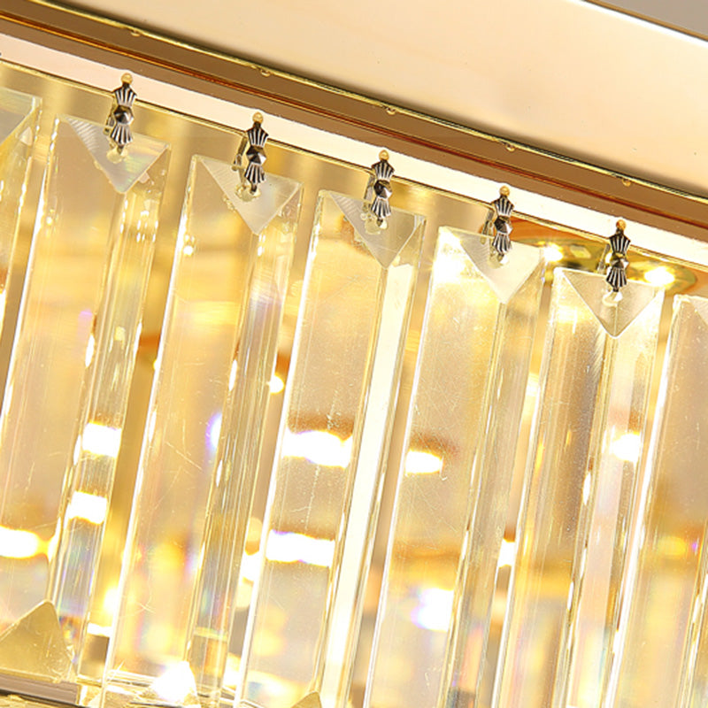 Drum Shape LED Flush Ceiling Lamp Clear Crystal Modern Lighting Fixtures Light for Living Room Dining Room