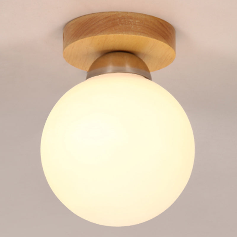 Modern Wood Ceiling Light Simplicity 1-Light Flush Mount Light for Bedroom
