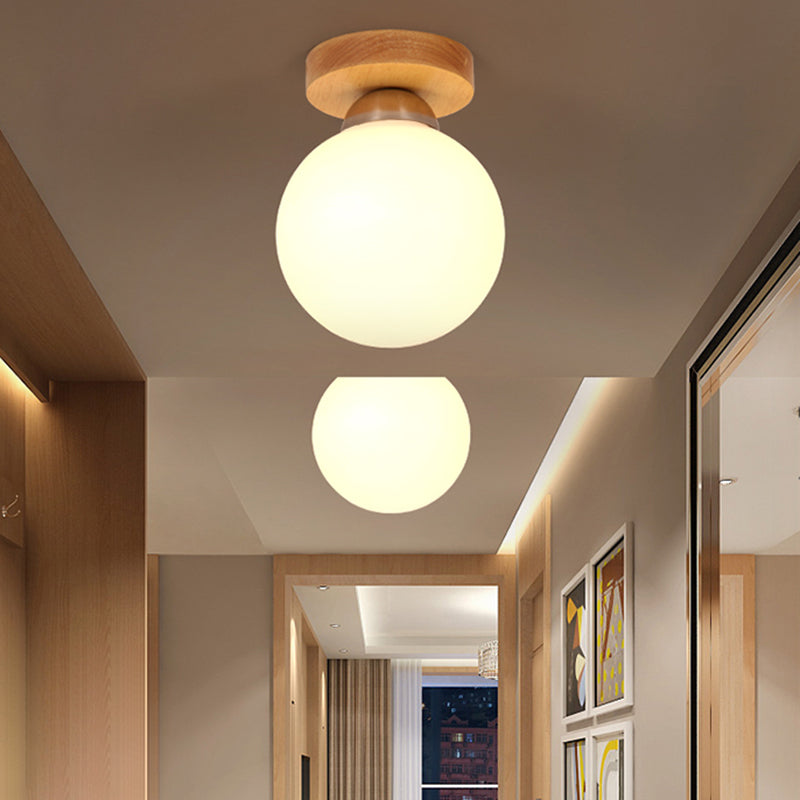 Modern Wood Ceiling Light Simplicity 1-Light Flush Mount Light for Bedroom