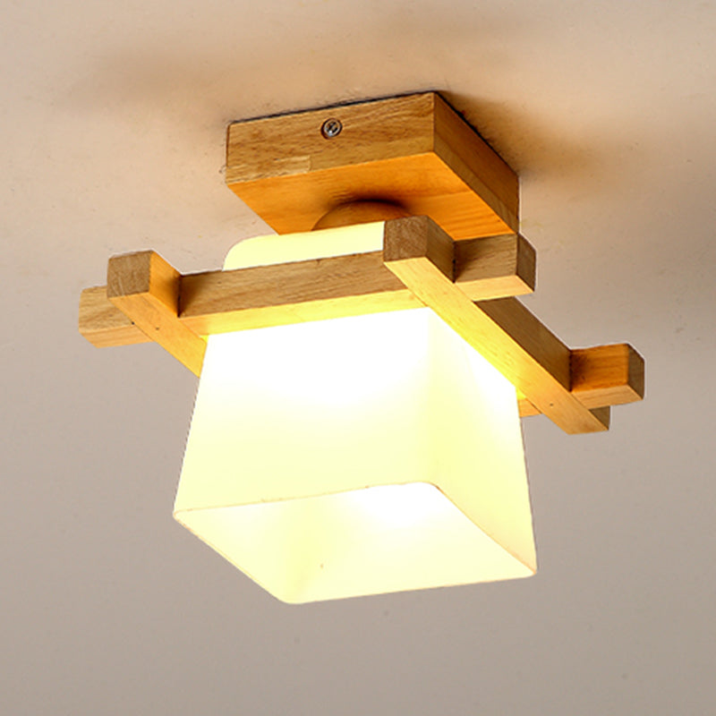 Modern Wood Ceiling Light Simplicity 1-Light Flush Mount Light for Bedroom